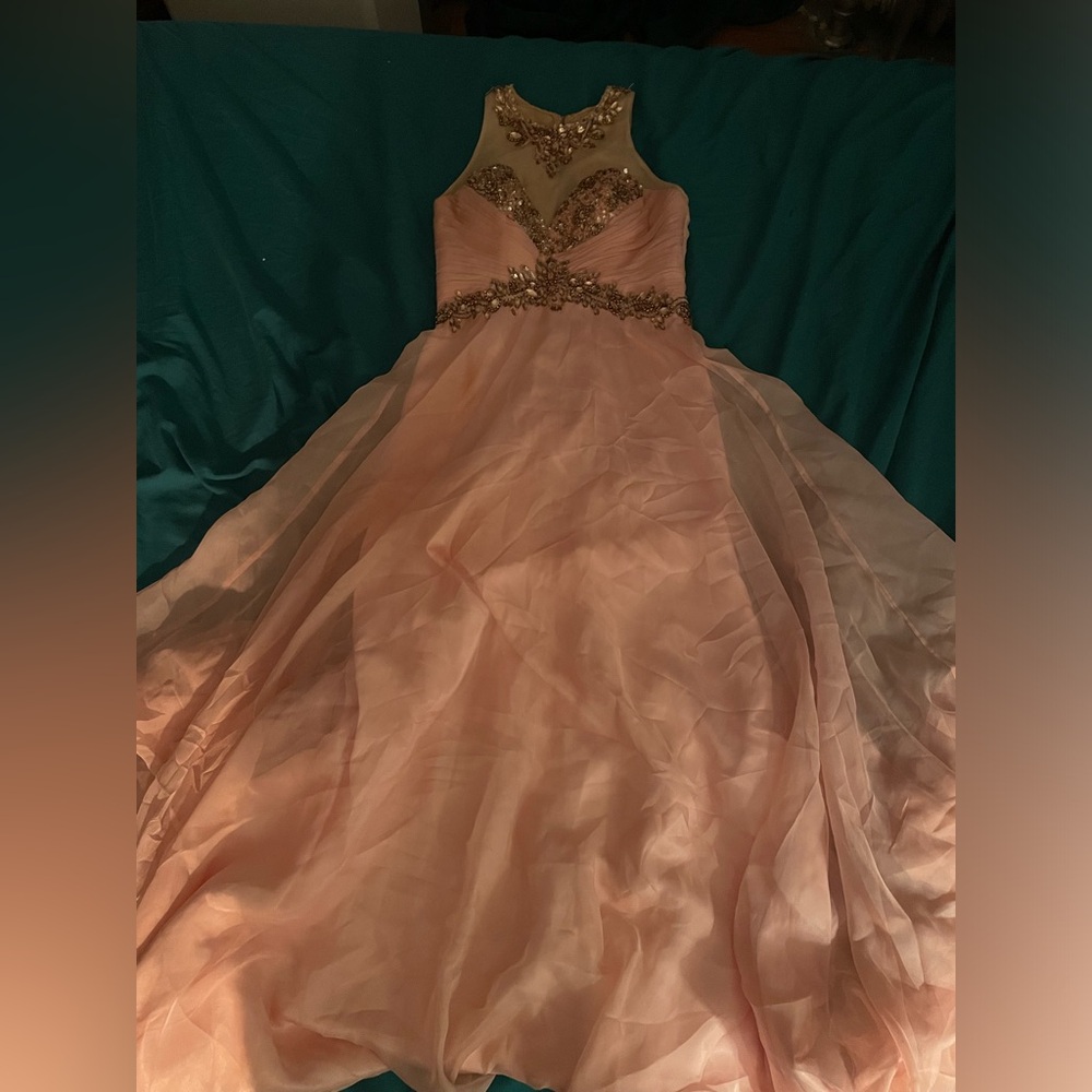 Peach & Gold Beaded Formal Dress Size 4